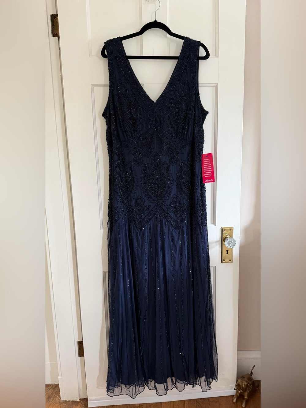 🥂Pisarro Nights navy blue beaded formal dress. Size 18W. NWT.